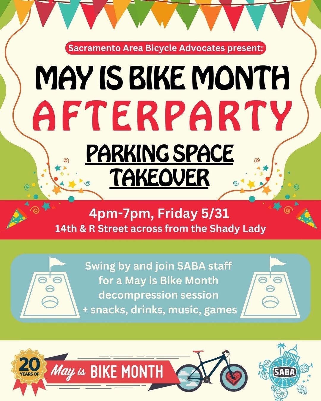 Parking Space Takeover for End of May is Bike Month!
